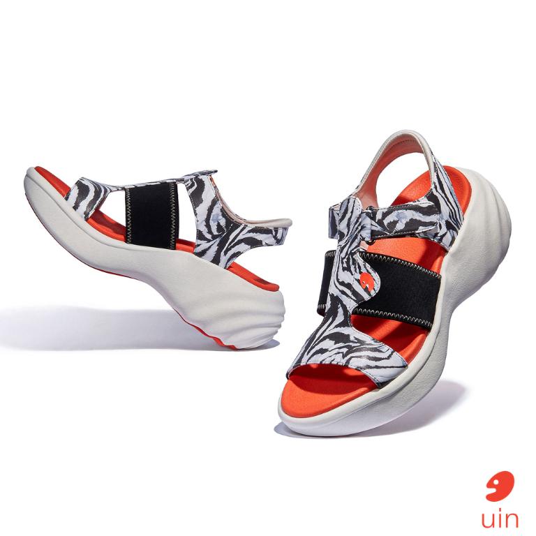 uin 西班牙原創設計 女鞋 厚底鞋 增高鞋 涼鞋 黑白豹紋彩繪休閒鞋W1210740