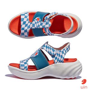 uin 西班牙原創設計 女鞋 厚底鞋 增高鞋 涼鞋 街頭藍格彩繪休閒鞋W1210741