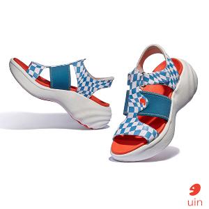 uin 西班牙原創設計 女鞋 厚底鞋 增高鞋 涼鞋 街頭藍格彩繪休閒鞋W1210741