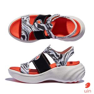 uin 西班牙原創設計 女鞋 厚底鞋 增高鞋 涼鞋 黑白豹紋彩繪休閒鞋W1210740