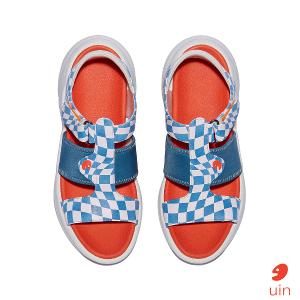 uin 西班牙原創設計 女鞋 厚底鞋 增高鞋 涼鞋 街頭藍格彩繪休閒鞋W1210741