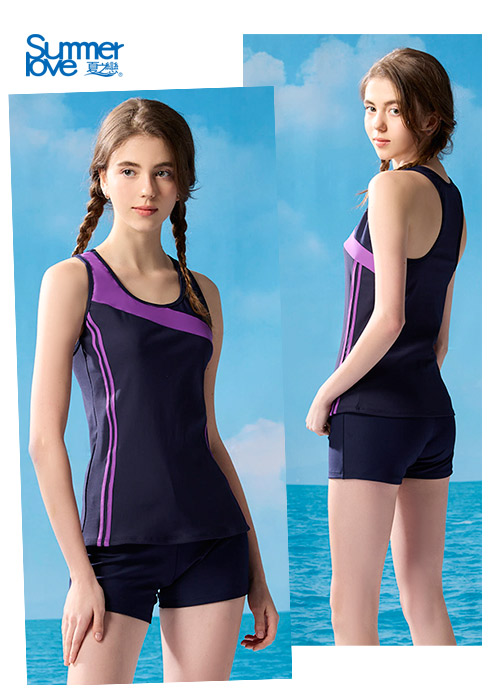 【Summer Love 夏之戀】大女長版二件式泳衣-S23719