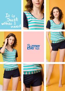 【Summer Love 夏之戀】大女短袖長版二件式泳衣-S23709