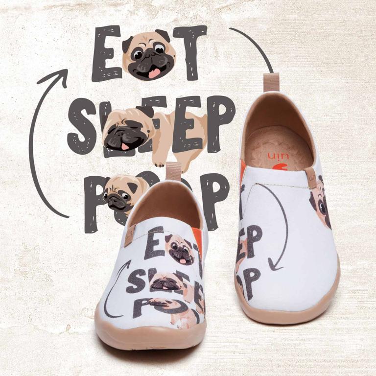 uin 西班牙原創設計 女鞋 帆布鞋 懶人鞋 巴哥的一天彩繪休閒鞋W1010036