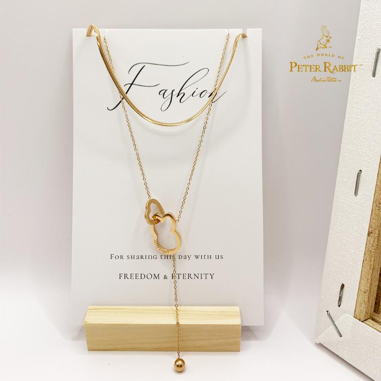 PETER RABBIT 比得兔 「戀鍊情深」雙層項鍊-玫瑰金(316L醫療鋼 玫瑰金)