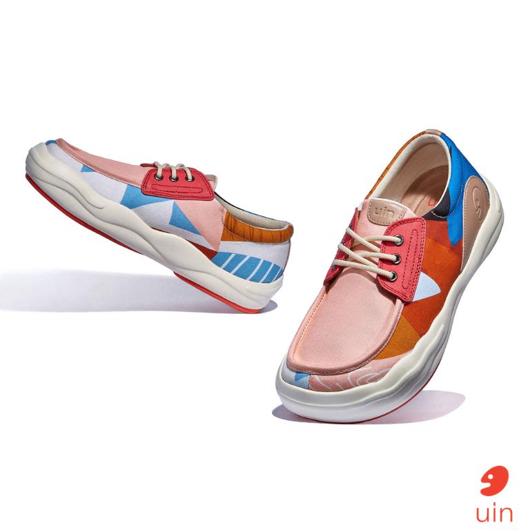 uin 西班牙原創設計 女鞋 帆布鞋 懶人鞋 樂褔鞋 幾何花園彩繪休閒鞋W1750820