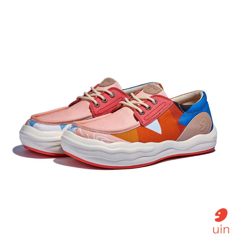 uin 西班牙原創設計 女鞋 帆布鞋 懶人鞋 樂褔鞋 幾何花園彩繪休閒鞋W1750820