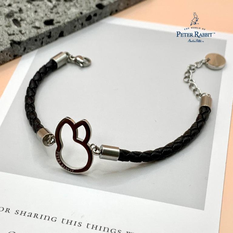 PETER RABBIT 比得兔 手鏈-編織情懷(316L醫療鋼-白鋼+PU皮繩編織)