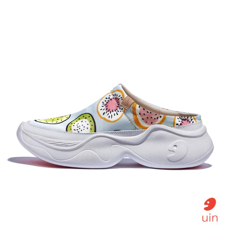 uin 西班牙原創設計 女鞋 厚底鞋 懶人鞋 半拖鞋 半包鞋 帕爾瑪6繽紛奇異果彩繪休閒鞋W1480888