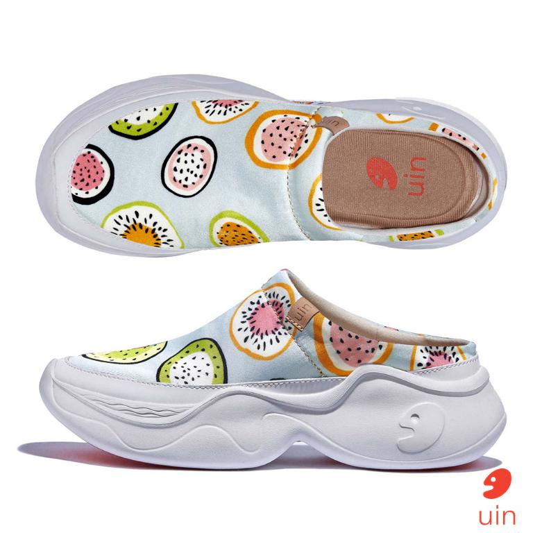 uin 西班牙原創設計 女鞋 厚底鞋 懶人鞋 半拖鞋 半包鞋 帕爾瑪6繽紛奇異果彩繪休閒鞋W1480888