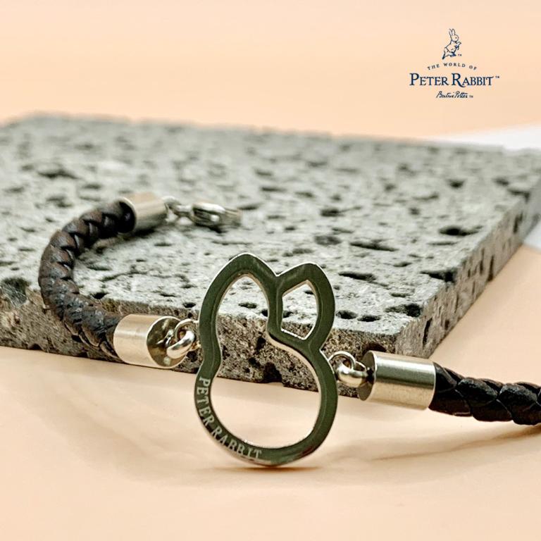 PETER RABBIT 比得兔 手鏈-編織情懷(316L醫療鋼-白鋼+PU皮繩編織)
