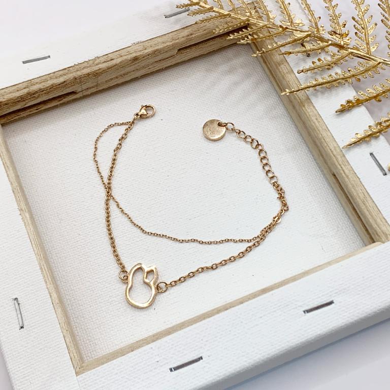 PETER RABBIT 比得兔 「戀鍊情深」雙層手鍊-玫瑰金(316L醫療鋼 玫瑰金)