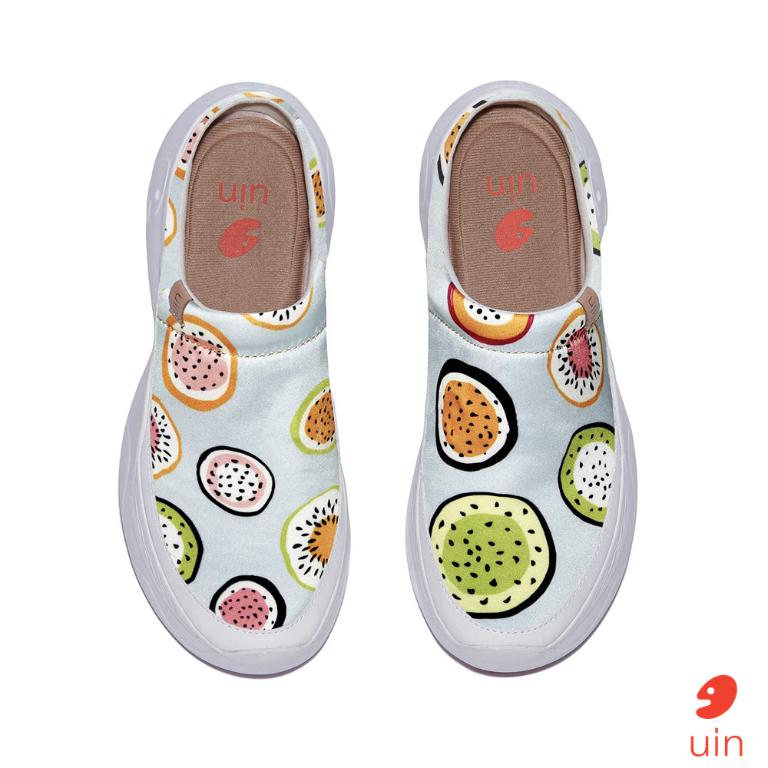 uin 西班牙原創設計 女鞋 厚底鞋 懶人鞋 半拖鞋 半包鞋 帕爾瑪6繽紛奇異果彩繪休閒鞋W1480888