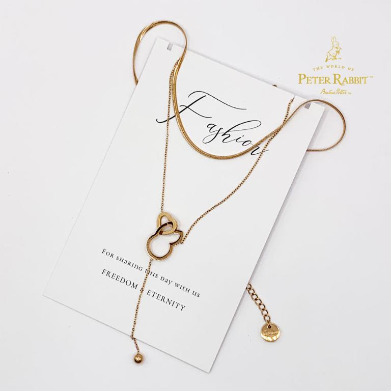 PETER RABBIT 比得兔 「戀鍊情深」雙層項鍊-玫瑰金(316L醫療鋼 玫瑰金)