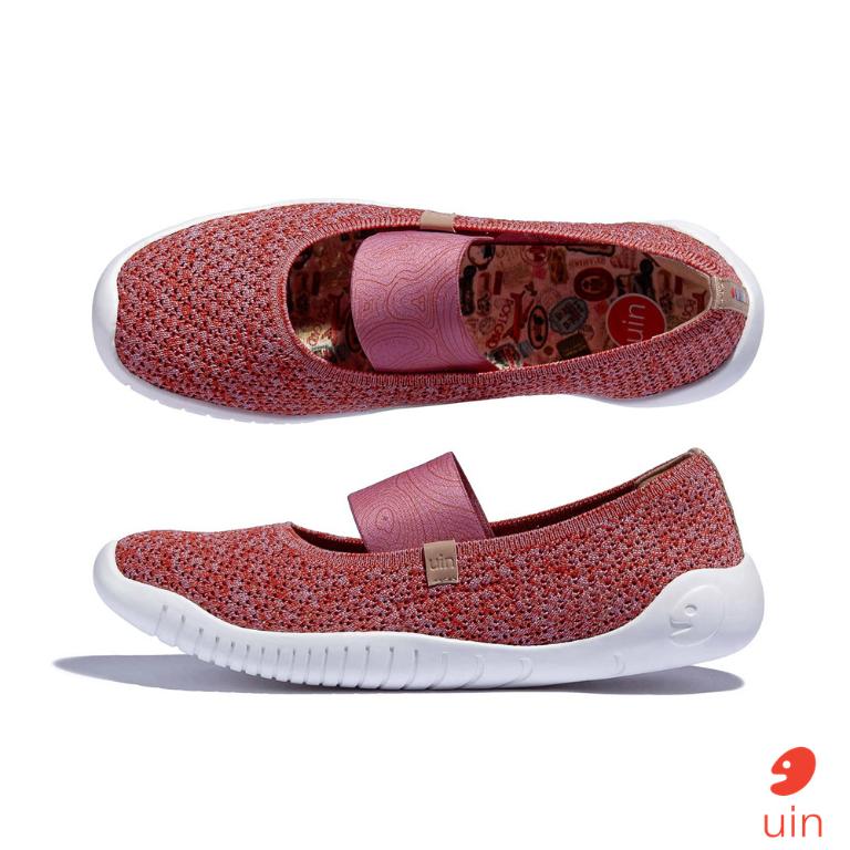 uin 西班牙原創設計 女鞋 帆布鞋 懶人鞋 梅若卡6紅粉彩繪休閒鞋W1620731