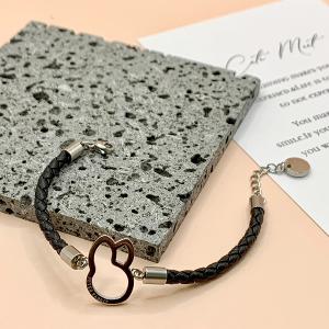 PETER RABBIT 比得兔 手鏈-編織情懷(316L醫療鋼-白鋼+PU皮繩編織)