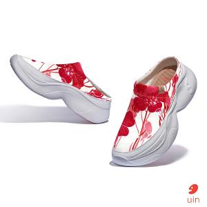 uin 西班牙原創設計 女鞋 厚底鞋 懶人鞋 半拖鞋 半包鞋 帕爾瑪6亞麻花開彩繪休閒鞋W1480887