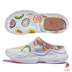 uin 西班牙原創設計 女鞋 厚底鞋 懶人鞋 半拖鞋 半包鞋 帕爾瑪6繽紛奇異果彩繪休閒鞋W1480888