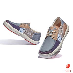 uin 西班牙原創設計 男鞋 帆布鞋 懶人鞋 樂褔鞋 雨林秘境彩繪休閒鞋M1750509