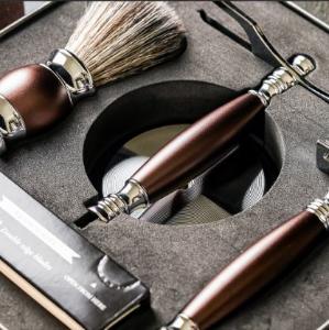 FREED 豪華四件雙刃刮鬍刀禮盒- 馬鞍棕+客製化刻字服務