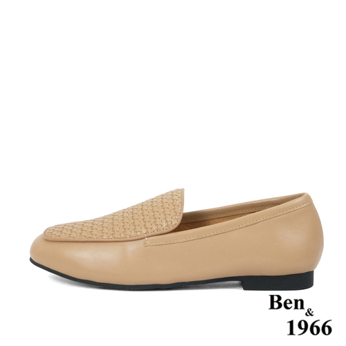 Ben&1966高級頭層牛皮質感編織樂福鞋-太妃糖棕(236022)