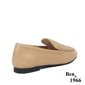 Ben&1966高級頭層牛皮質感編織樂福鞋-太妃糖棕(236022)