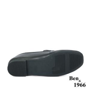 Ben&1966高級頭層牛皮質感編織樂福鞋-黑(236021)