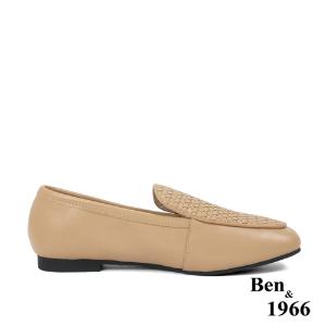 Ben&1966高級頭層牛皮質感編織樂福鞋-太妃糖棕(236022)