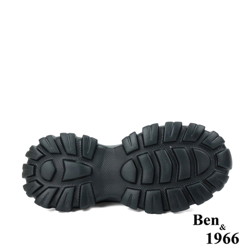 Ben&1966時髦燙鑽飛織布閃亮綁帶厚底休閒鞋-黑(236221)