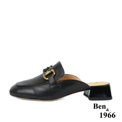 Ben&1966高級羊皮可愛小熊釦飾穆勒拖-黑(236261)