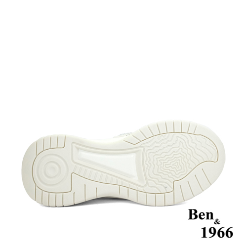 Ben&1966流行燙鑽飛織布厚底休閒鞋-米白(236212)