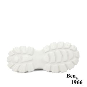 Ben&1966時髦燙鑽飛織布閃亮綁帶厚底休閒鞋-米白(236222)
