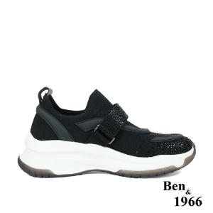 Ben&1966流行燙鑽飛織布厚底休閒鞋-黑(236211)