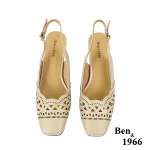 Ben&1966高級頭層牛皮時尚沖孔高跟鞋-奶茶杏(236251)