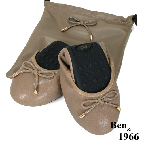 Ben&1966經典舒適植鞣羊皮摺疊鞋-卡其(1580114)