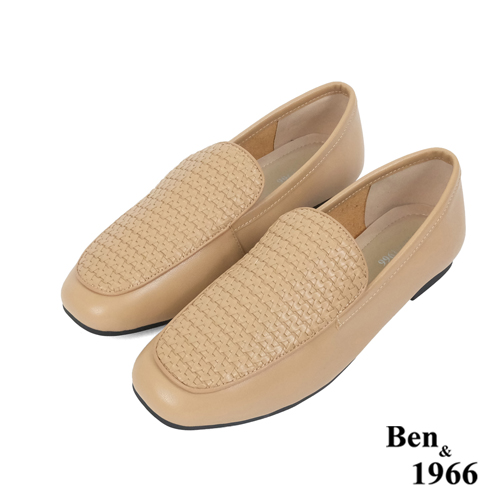 Ben&1966高級頭層牛皮質感編織樂福鞋-太妃糖棕(236022)