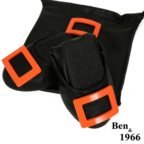 Ben&1966高級頭層水染羊皮經典方釦折疊鞋-黑(1360441)