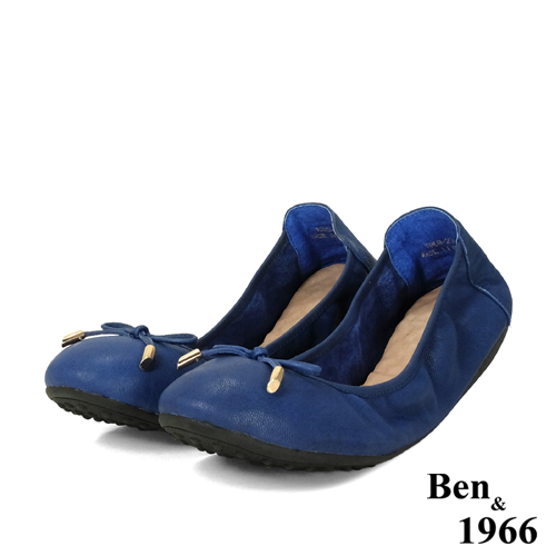 Ben&1966經典舒適植鞣羊皮摺疊鞋-藍(1580112)