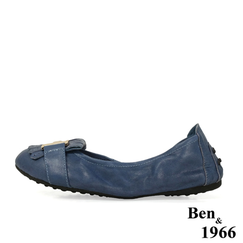 Ben&1966流行H釦水染羊皮摺疊鞋-藍(1560032)