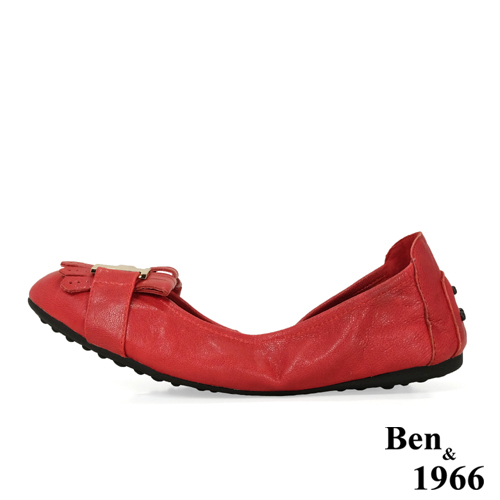 Ben&1966流行H釦水染羊皮摺疊鞋-紅(1560034)