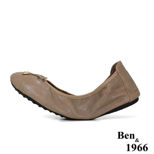 Ben&1966經典舒適植鞣羊皮摺疊鞋-卡其(1580114)