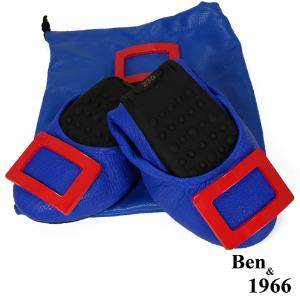 Ben&1966高級頭層水染羊皮經典方釦折疊鞋-藍(1360442)