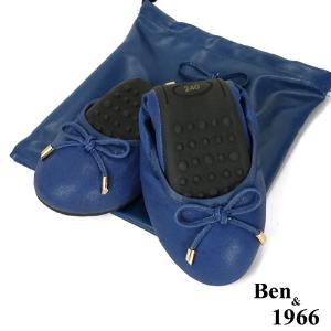 Ben&1966經典舒適植鞣羊皮摺疊鞋-藍(1580112)