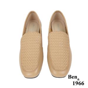 Ben&1966高級頭層牛皮質感編織樂福鞋-太妃糖棕(236022)