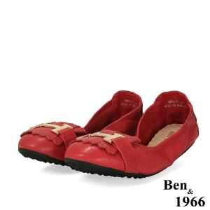 Ben&1966流行H釦水染羊皮摺疊鞋-紅(1560034)