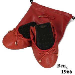 Ben&1966經典舒適植鞣羊皮摺疊鞋-紅(1580113)