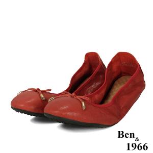 Ben&1966經典舒適植鞣羊皮摺疊鞋-紅(1580113)