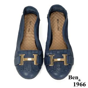 Ben&1966流行H釦水染羊皮摺疊鞋-藍(1560032)