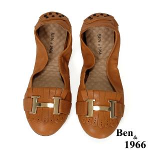 Ben&1966流行H釦水染羊皮摺疊鞋-棕(1560033)