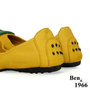 Ben&1966高級頭層水染羊皮經典方釦折疊鞋-黃(1360445)